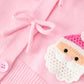 Girl Christmas Pink Santa Bow Knit Cardigan Sweater Rylee Faith
