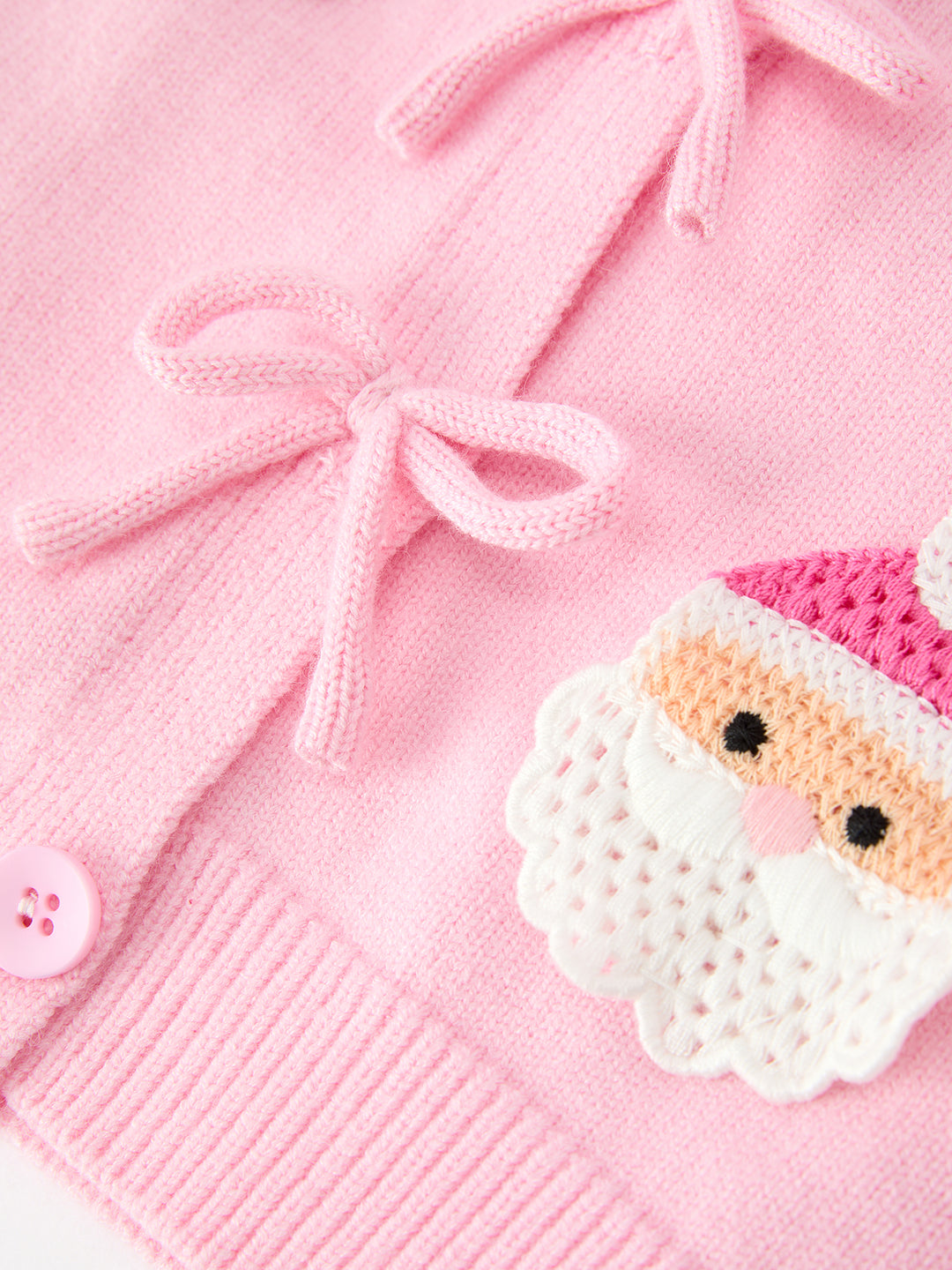 Girl Christmas Pink Santa Bow Knit Cardigan Sweater Rylee Faith