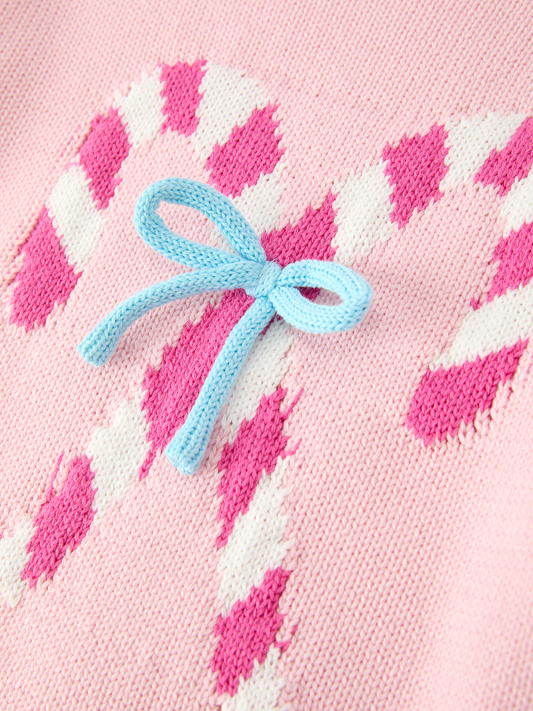 Christmas Pink Candy Cane Bow Mockneck Girl Sweater Pullover Rylee Faith