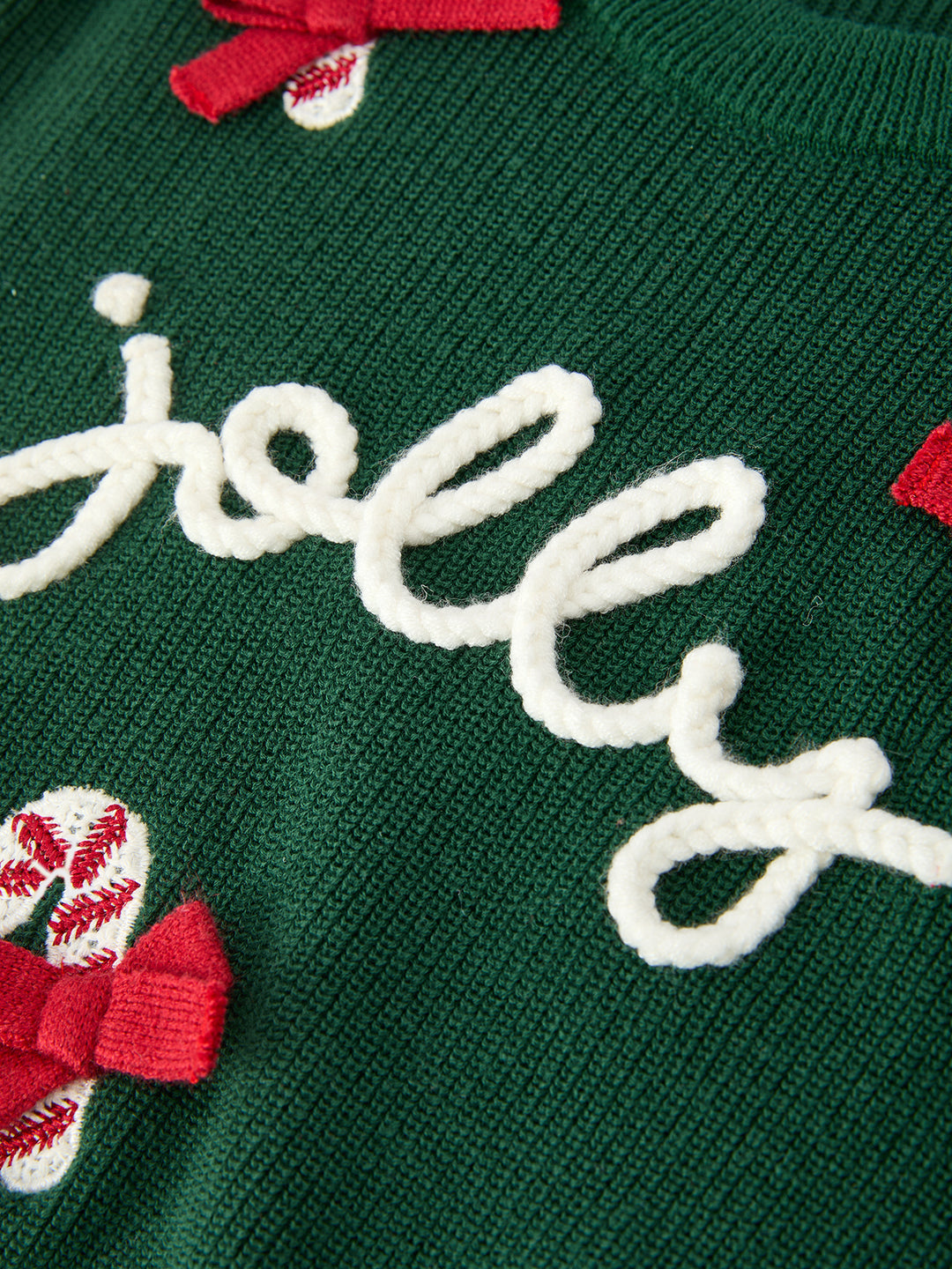 Christmas Green Joy Candy Cane Bow Girl Sweater Pullover Rylee Faith