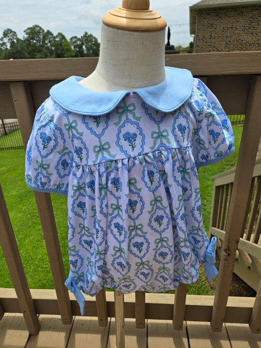 Charlotte Vintage Blue Coquette Romper Boyis