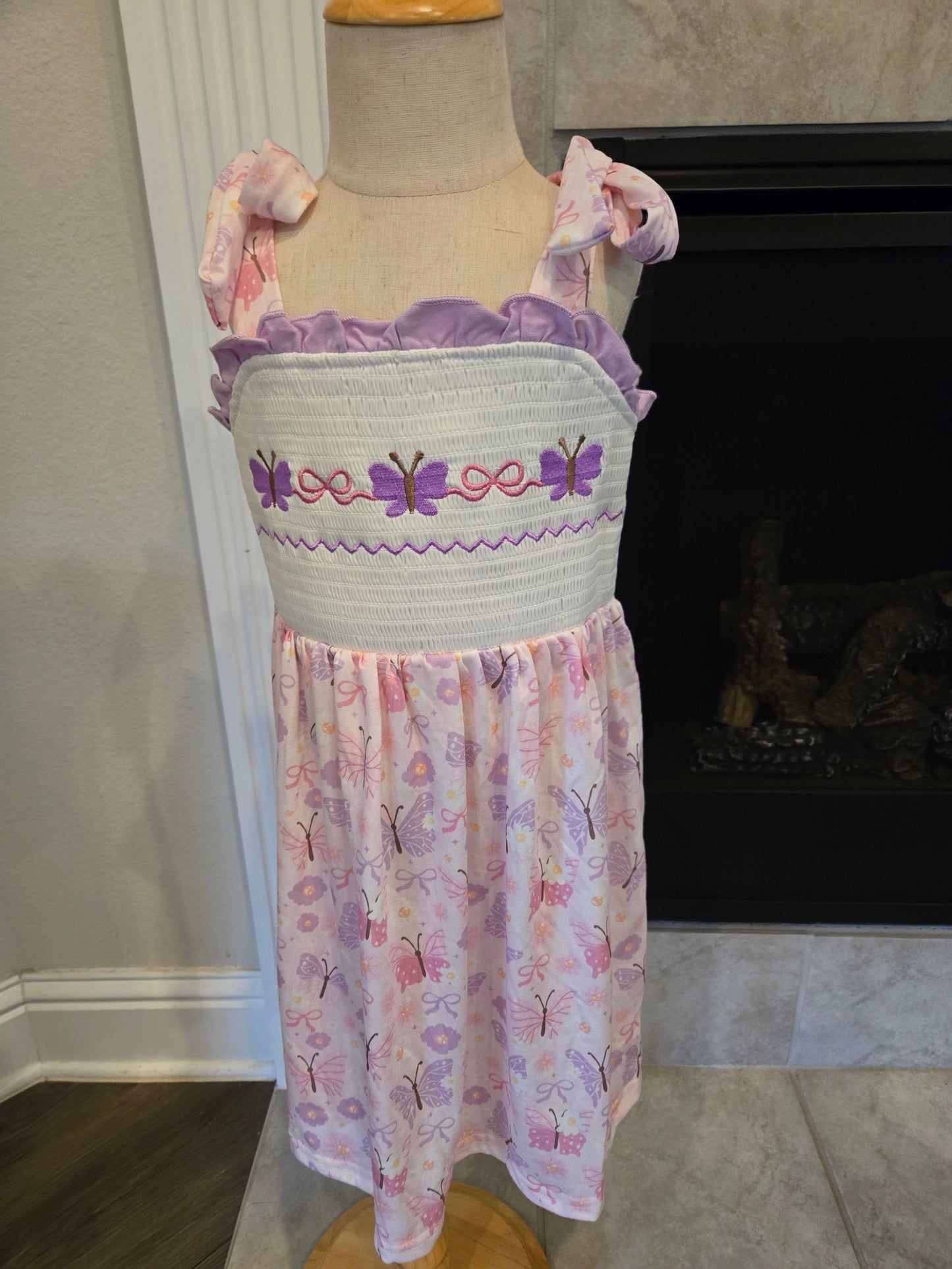 Butterfly Embroidery Smocking Bow Baby Girls Dress Rylee Faith
