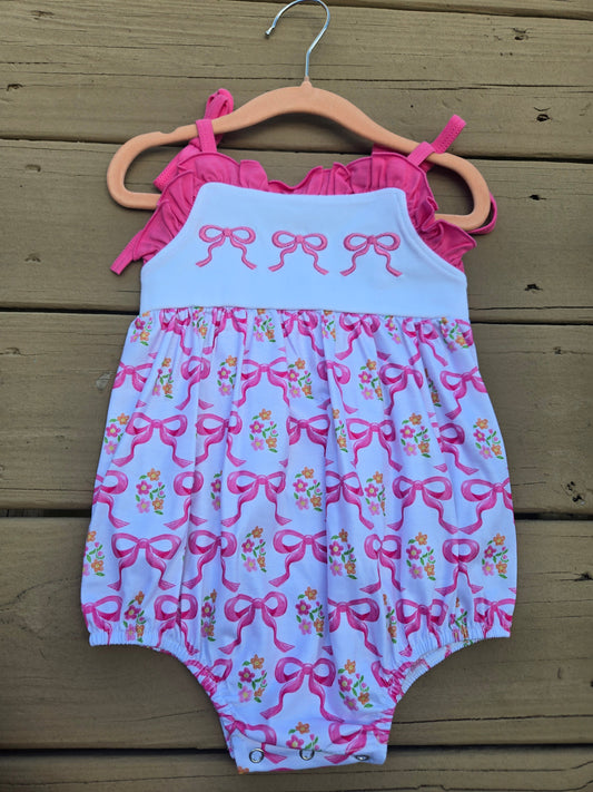 Hot Pink Bow Coquette Ruffle Romper Scout and Holland