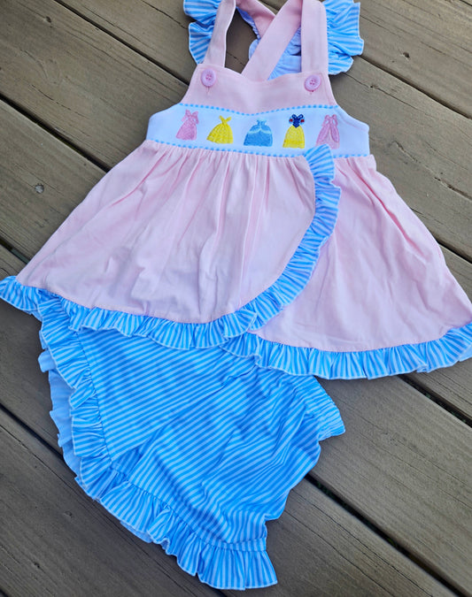 Pink Princess Dresses Shorts Set Boyis