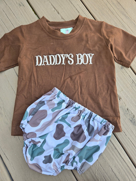 Daddy's Boy Hand French Knot Bloomer Set Ambabie