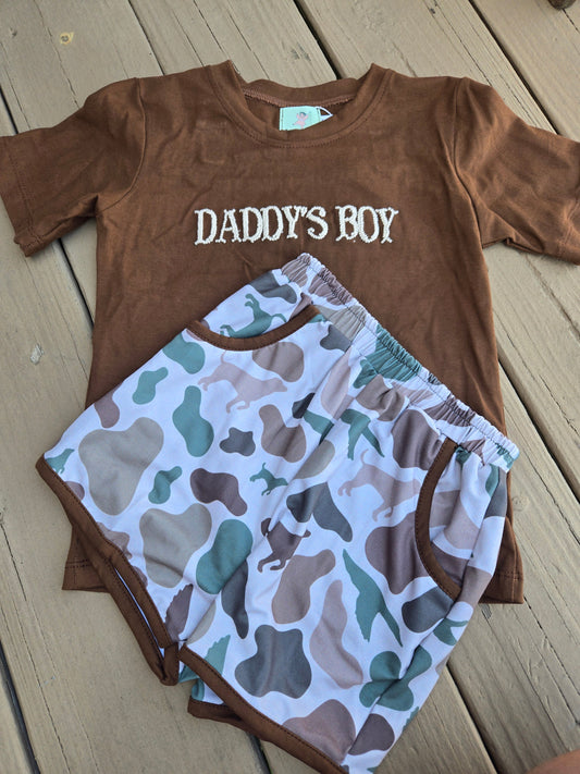 Daddy's Boy Hand French Knot Shorts Set Ambabie