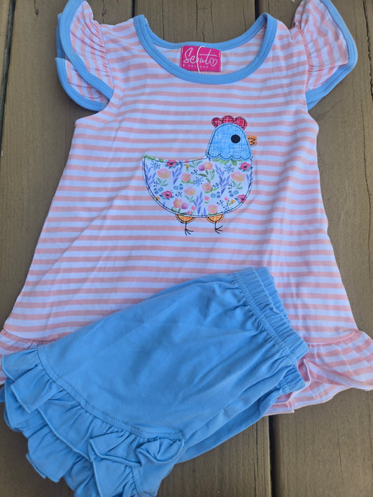 Chicken Pink Striped Shorts Set Scout and Holland