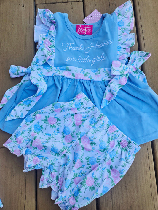 Thank Heaven for Little Girls Blue Floral Bloomer set Scout and Holland