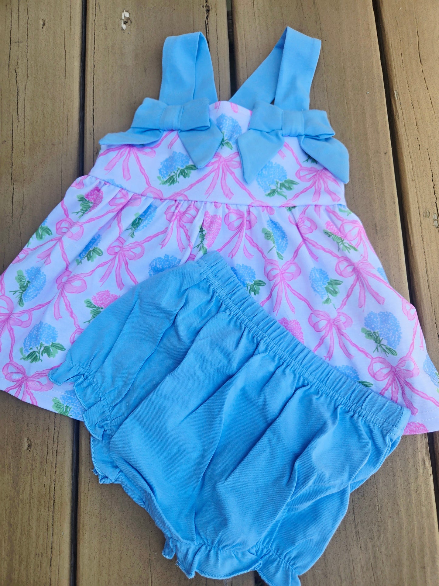 Hydrangea Pink Coquette Bows Bloomer Set Scout and Holland