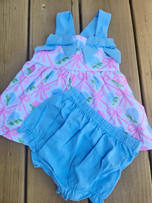 Hydrangea Pink Coquette Bows Bloomer Set Scout and Holland