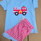 Blue and Red Firetruck Boy Shorts Set Scout and Holland