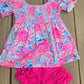 Pink Floral Smocked Ruffle Bloomer Set Honeydew