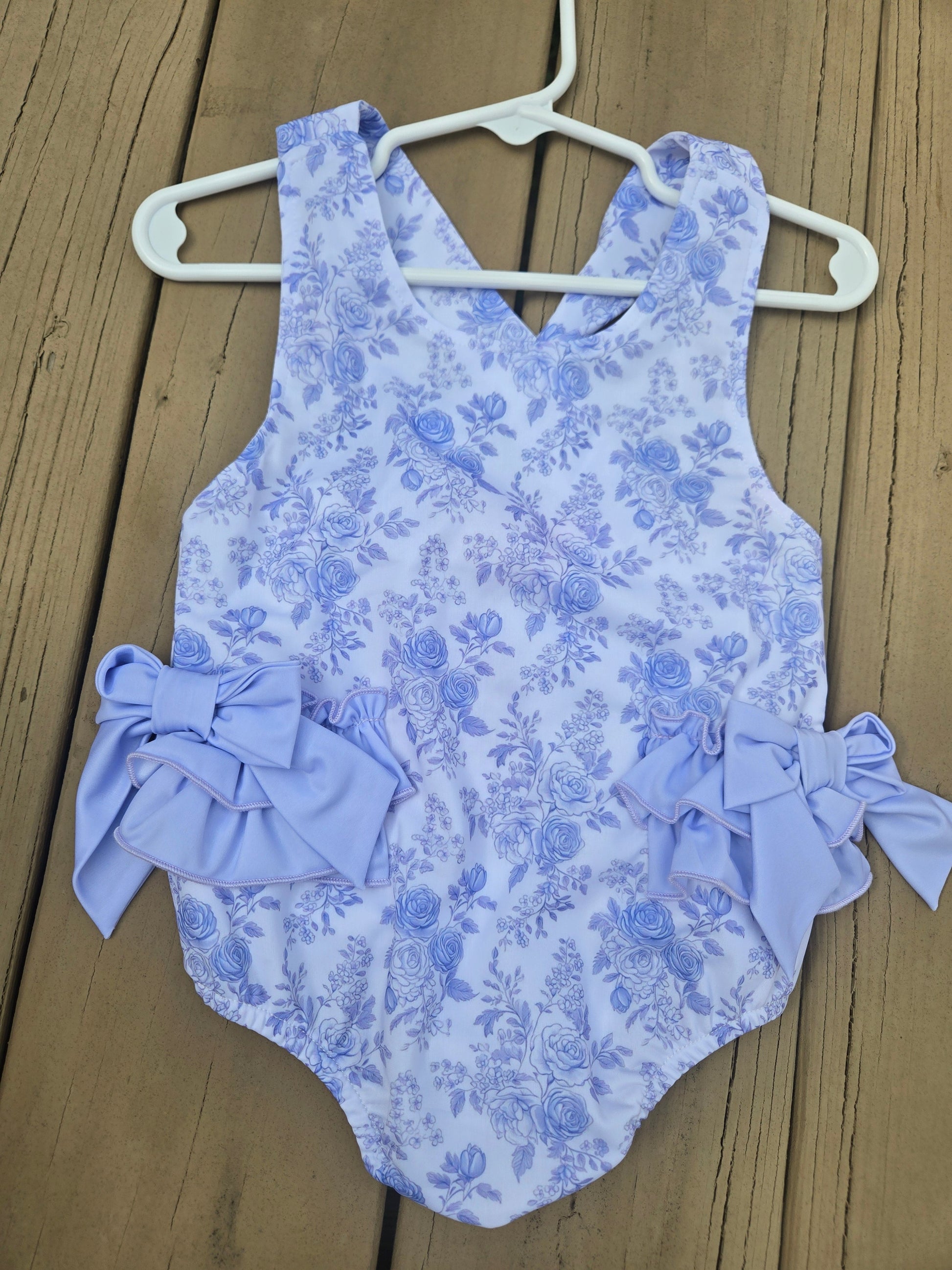 Vintage Blue Rose One Piece Swim Suit Scout and Holland