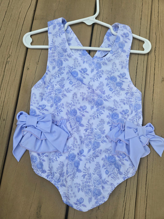 Vintage Blue Rose One Piece Swim Suit Scout and Holland