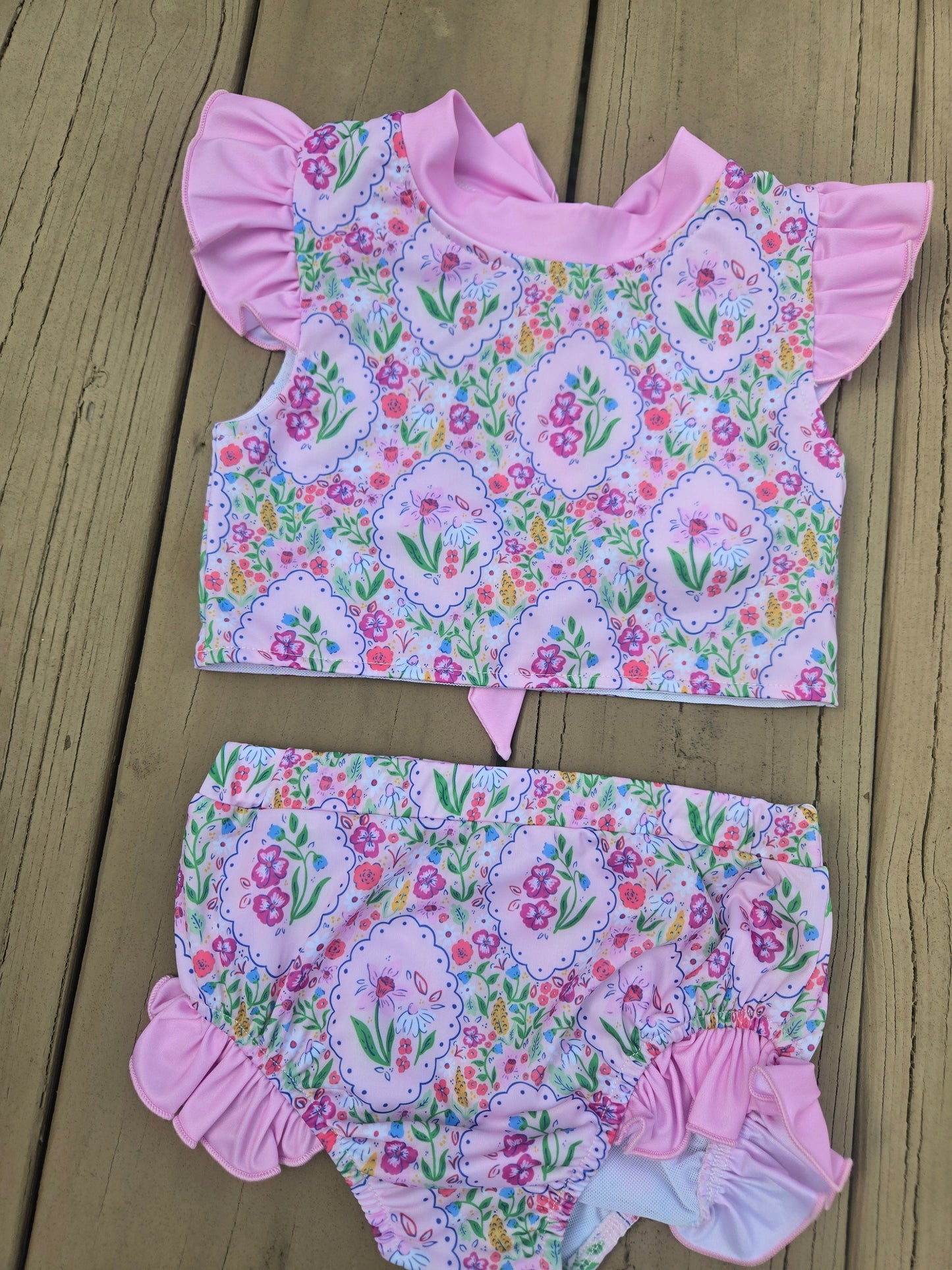Blossom Pink Two Piece Floral Swimsuit Scout and Holland