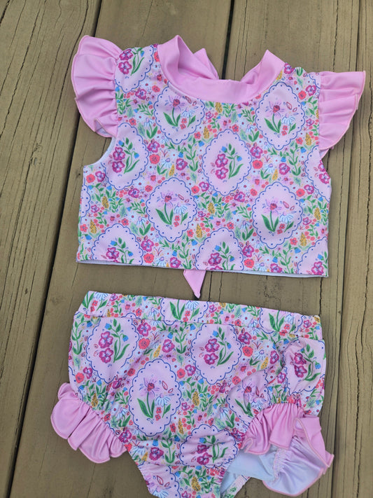 Blossom Pink Two Piece Floral Swimsuit Scout and Holland