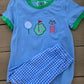 Hazel Blue Blue and Green Gingham Golf Shorts Set Posh Petites