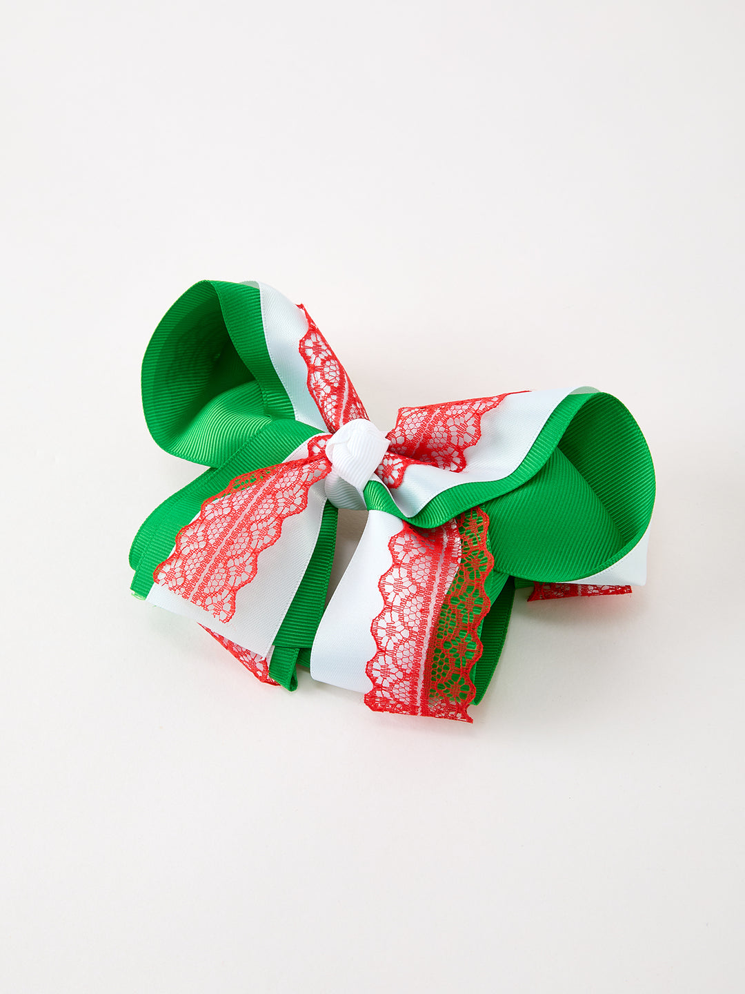 Christmas Red Green Lace Layered Bow Hair Clip Rylee Faith