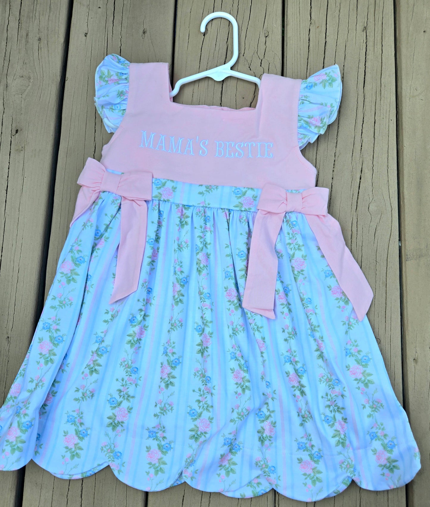 Mama's Bestie Pink Striped Florals Dress Scout and Holland