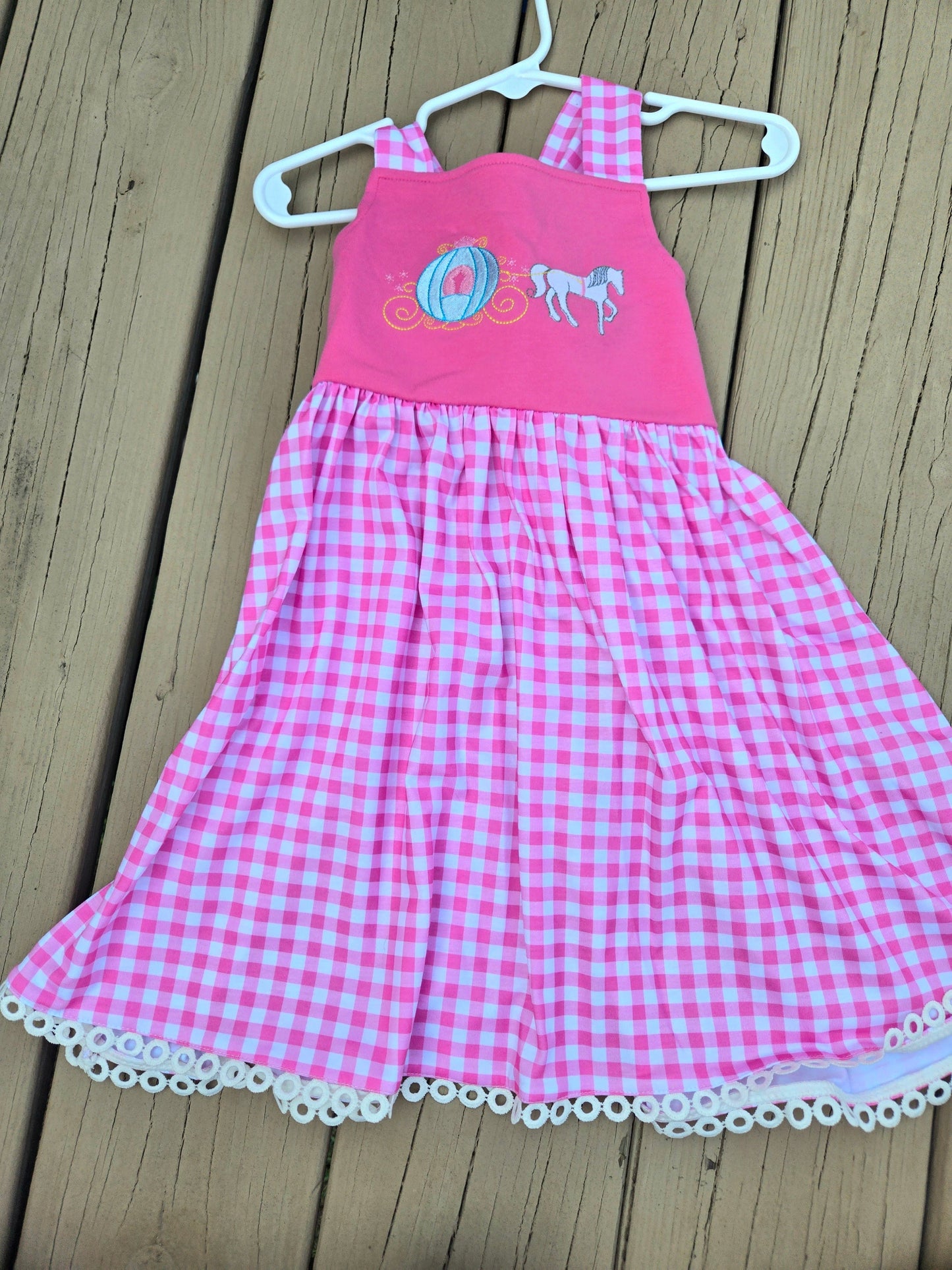 Hot Pink Gingham Princess Pumpkin Carriage Dress Scout and Holland