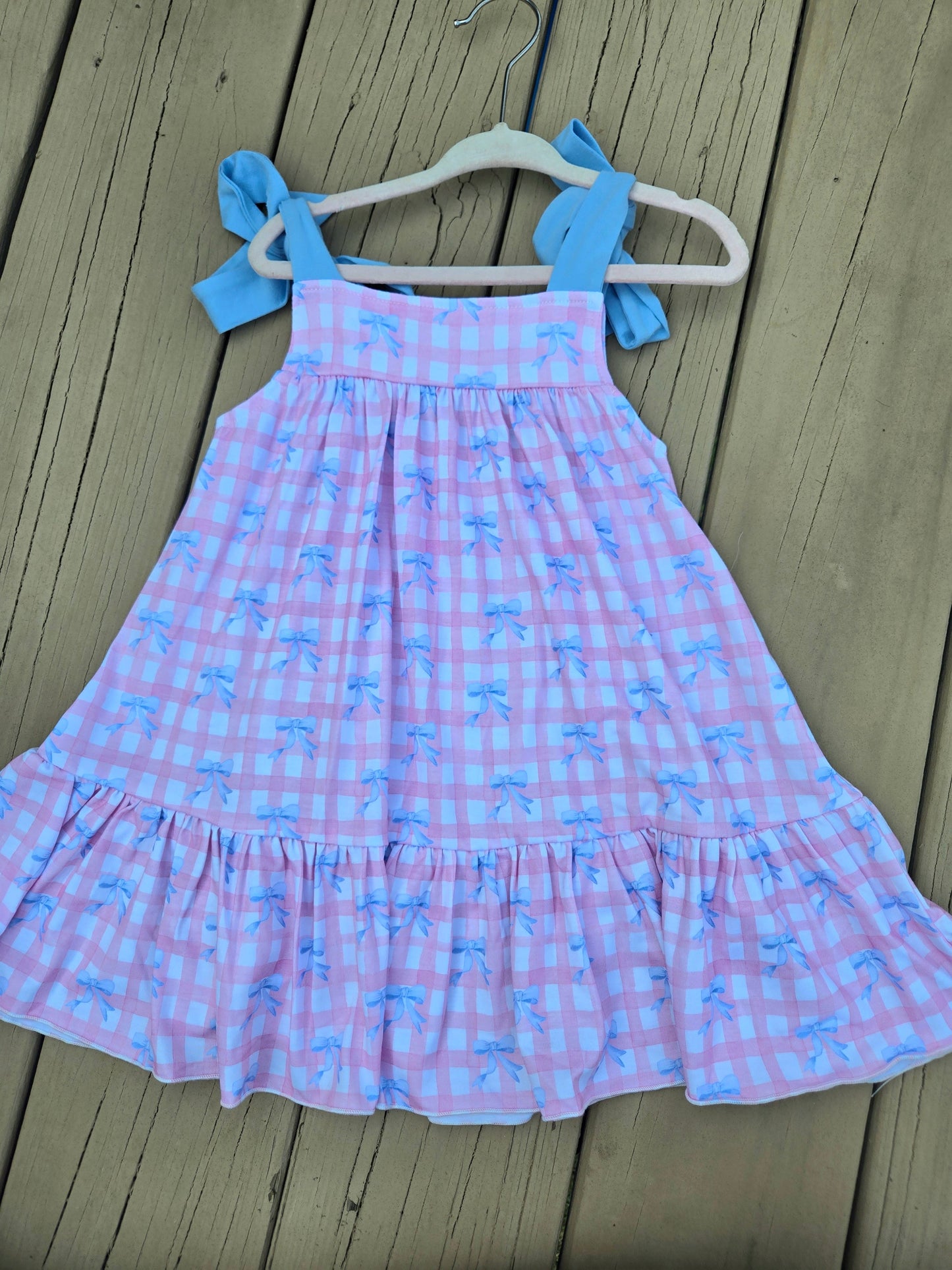 Pink Gingham Blue Bow Coquette Dress Scout and Holland