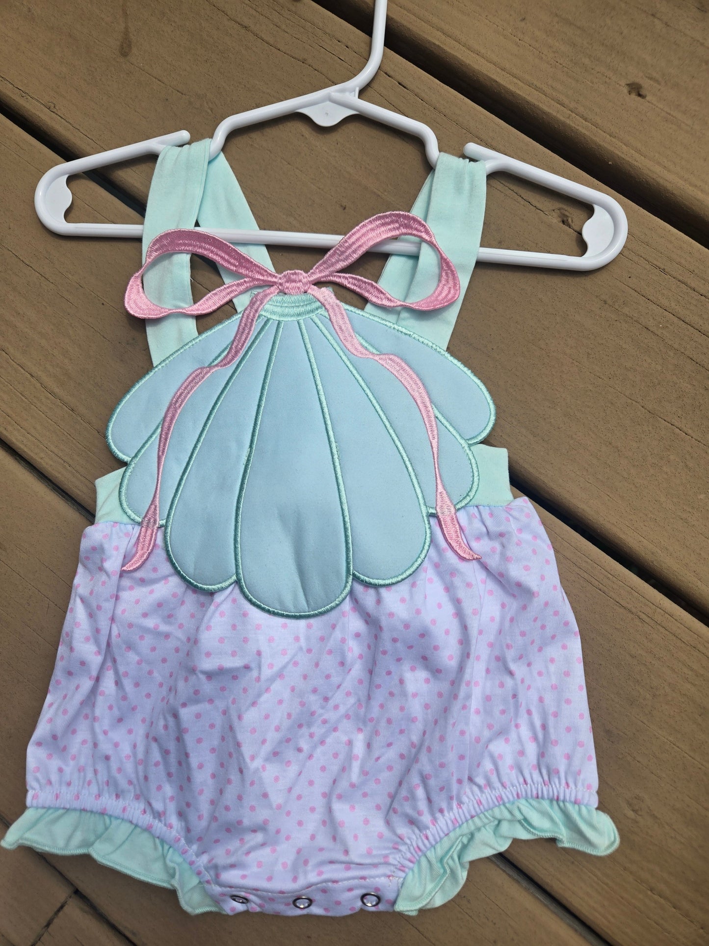 White Mint and Pink Seashell Romper Boyis