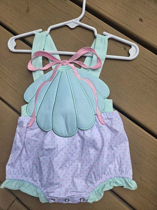White Mint and Pink Seashell Romper Boyis