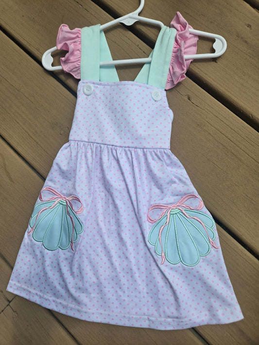 White Mint and Pink Seashell Dress Boyis