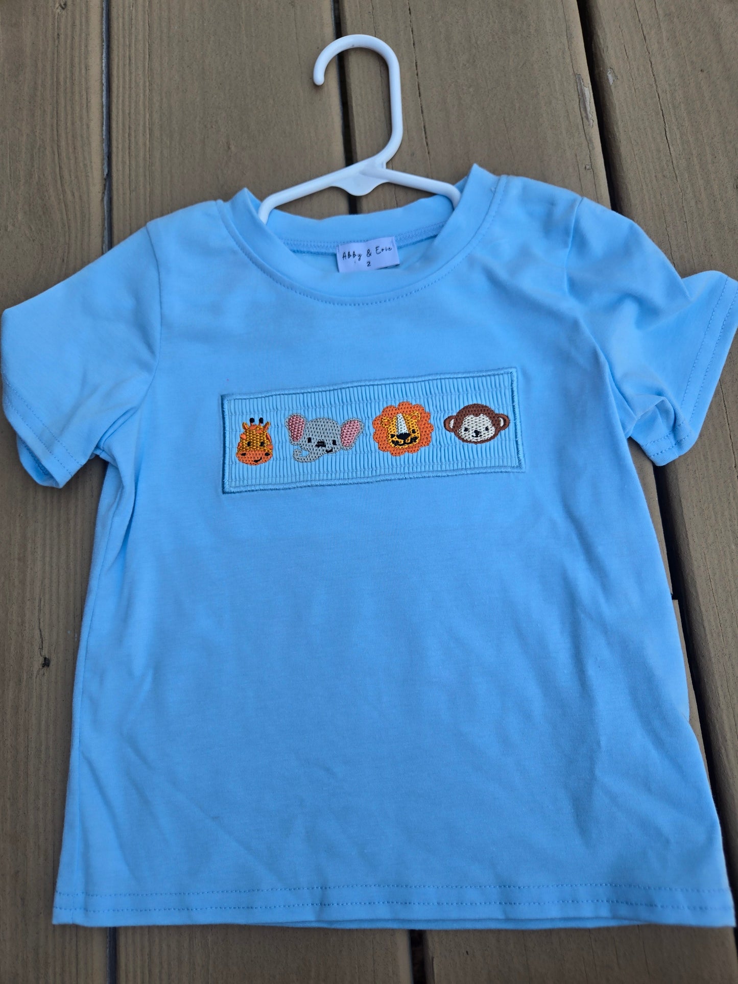 Blue Animal Smocked Top Honeydew