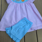 Pink Seersucker Animal Smocked Ruffle Shorts Set Honeydew