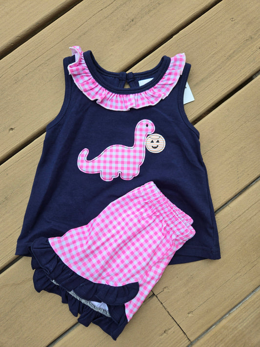 Navy Dino Applique Collection - Girl Short Set Boyis