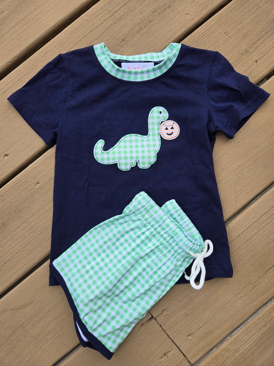 Navy Dino Applique Collection - Boy Short Set Boyis