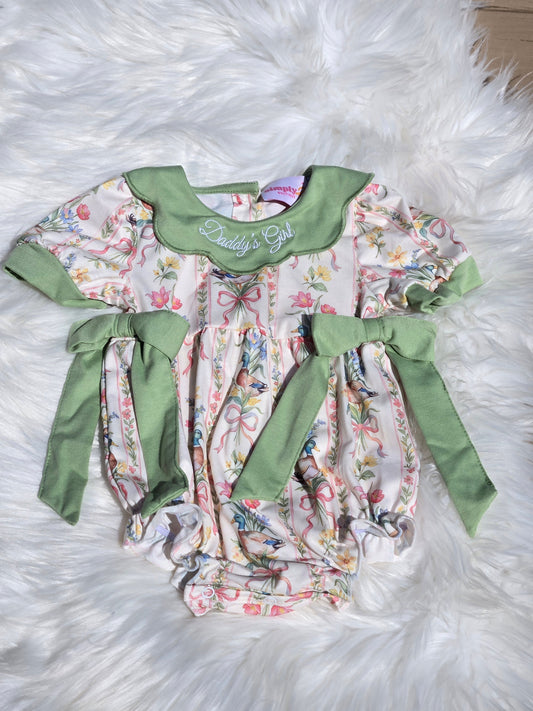 Daddy's Girl Green Duck Floral Bow Bubble Simply21