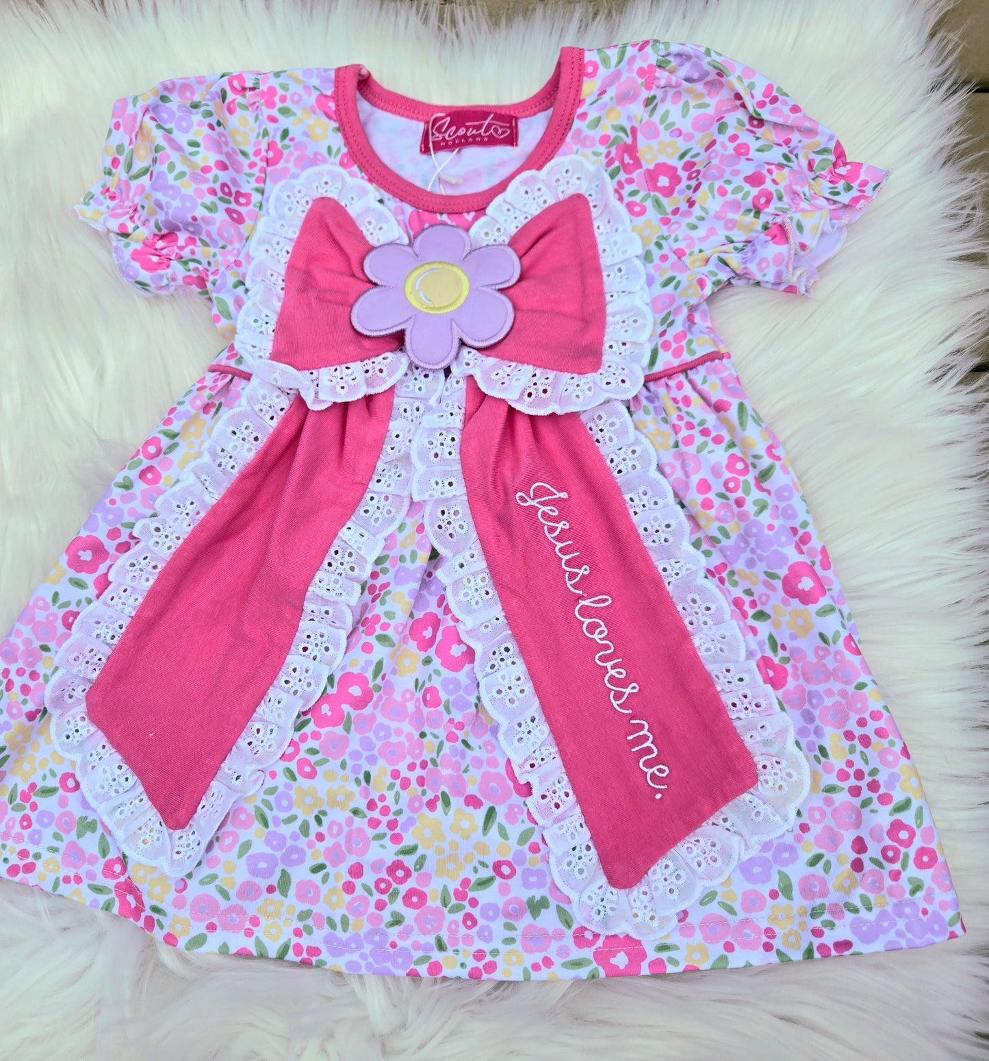 Jesus Loves Me Purple Floral Dress Scout and Holland