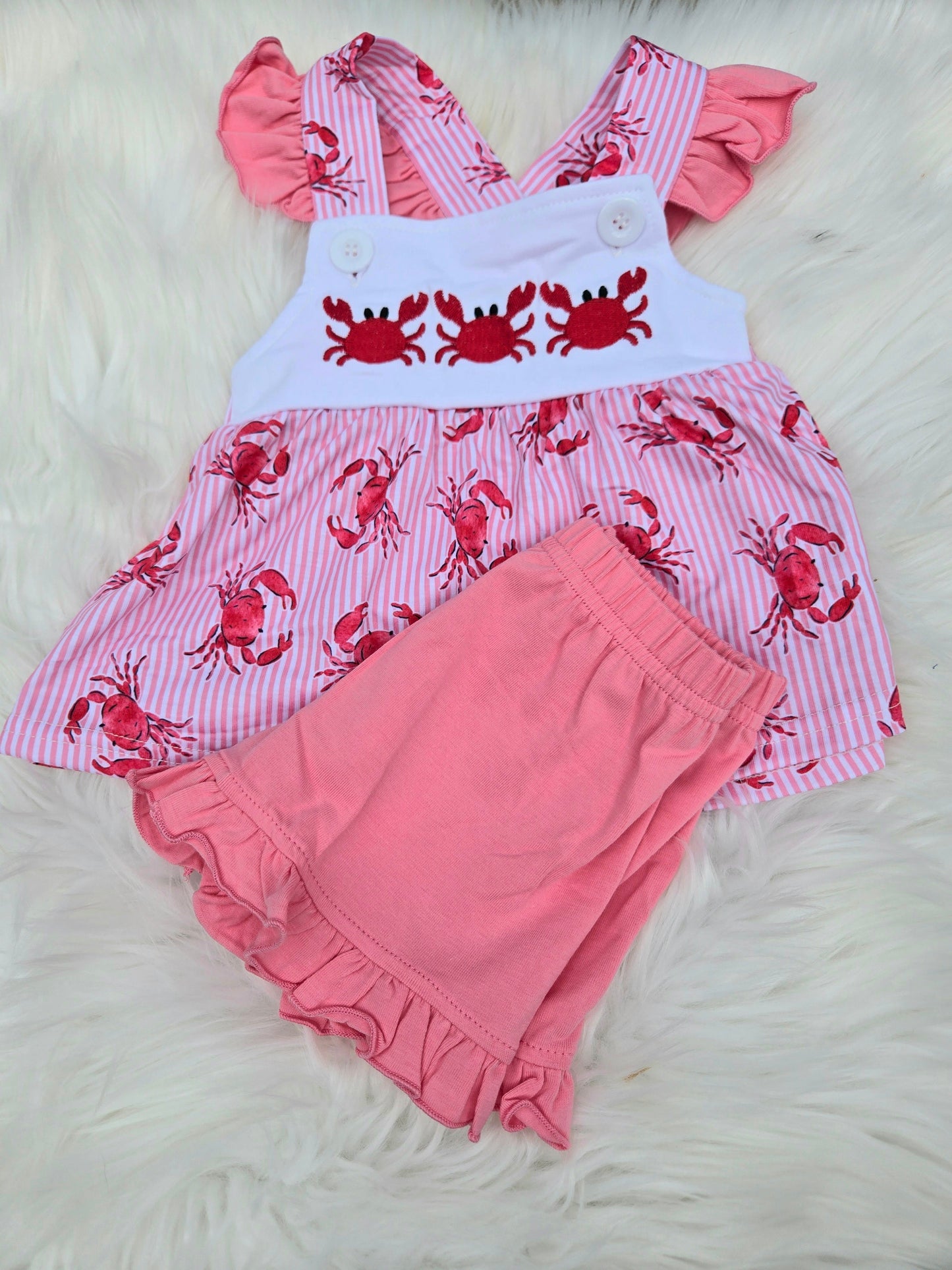Crab Striped Collection Girls Short Set Boyis