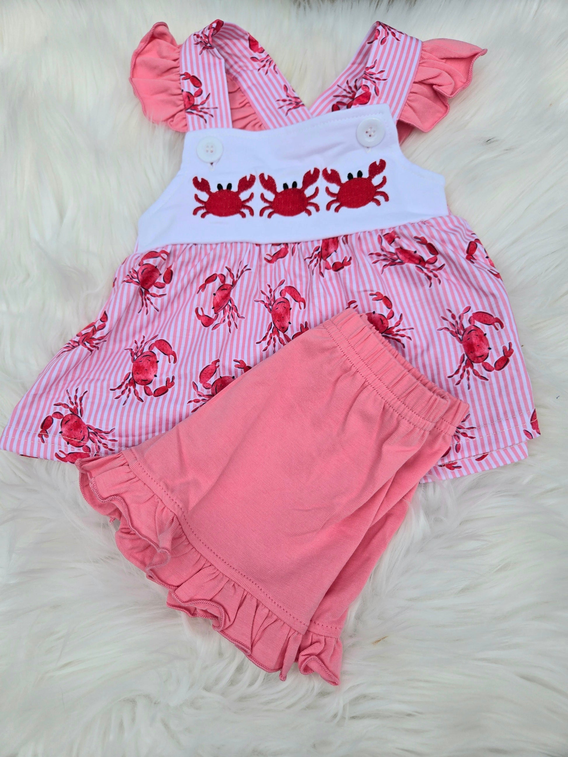 Crab Striped Collection Girls Short Set Boyis