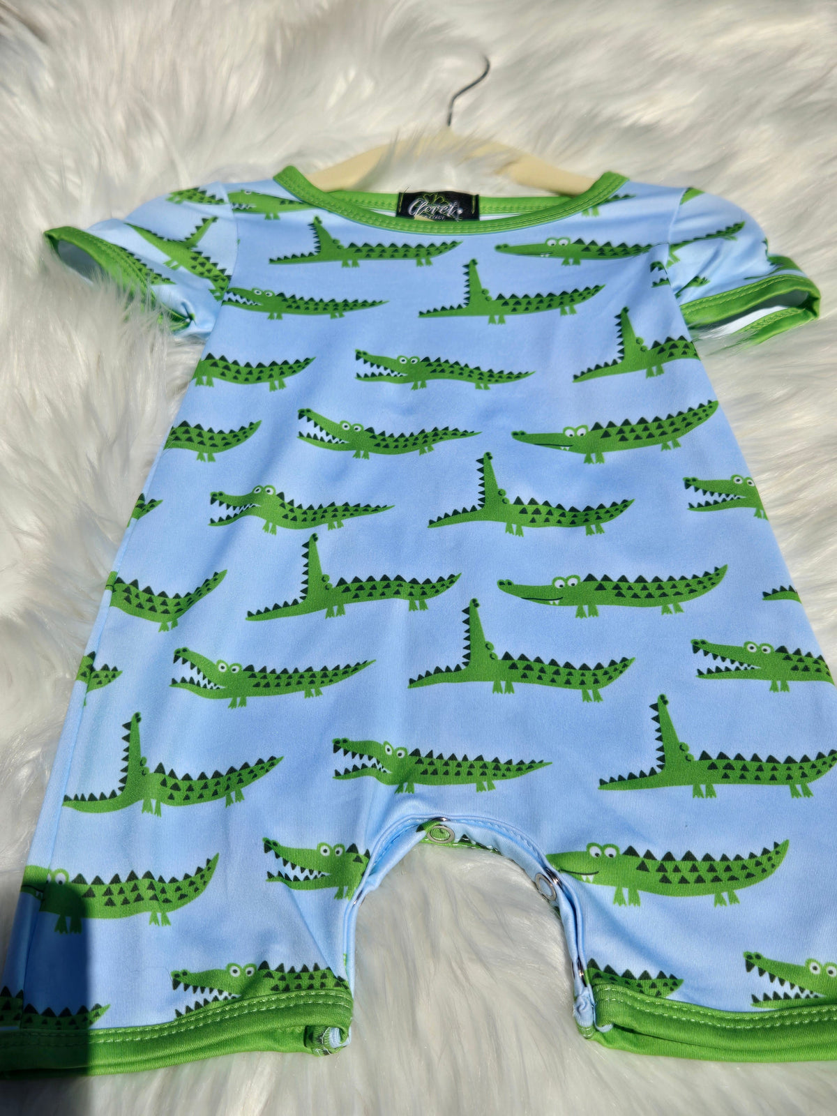 Gator Boy Print Romper Clover Cottage