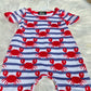 Blue Stripe Crab Boy Print Romper Clover Cottage