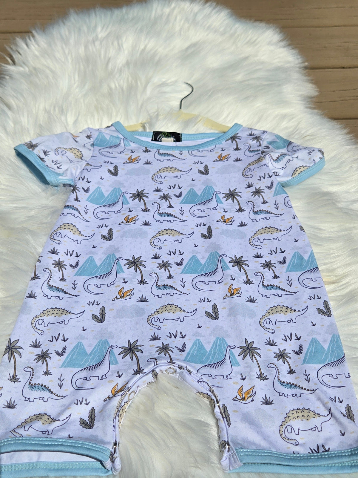 Brachiosaurus Boy Print Romper Clover Cottage