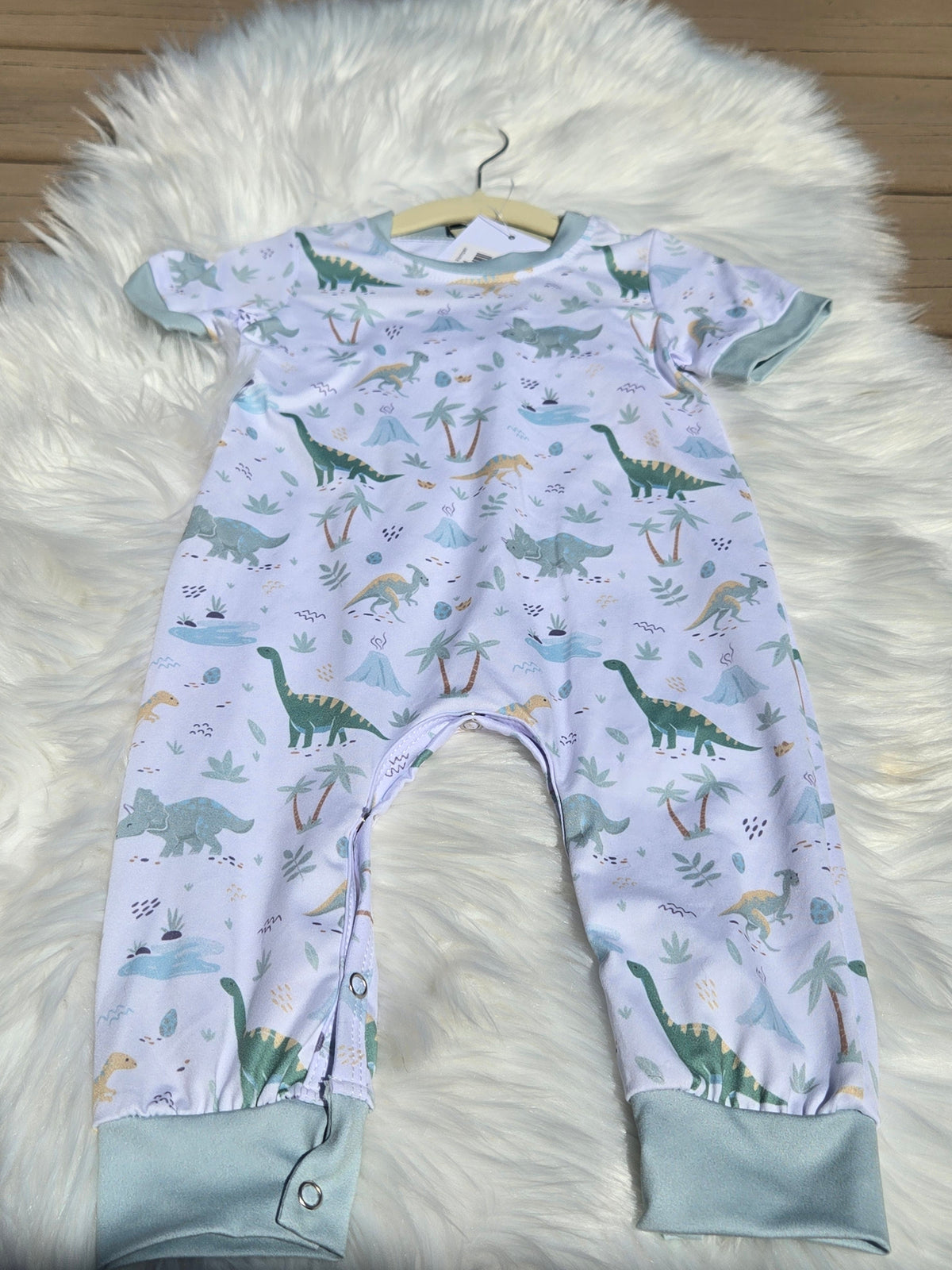Dino-Mite Boy Print Romper Clover Cottage