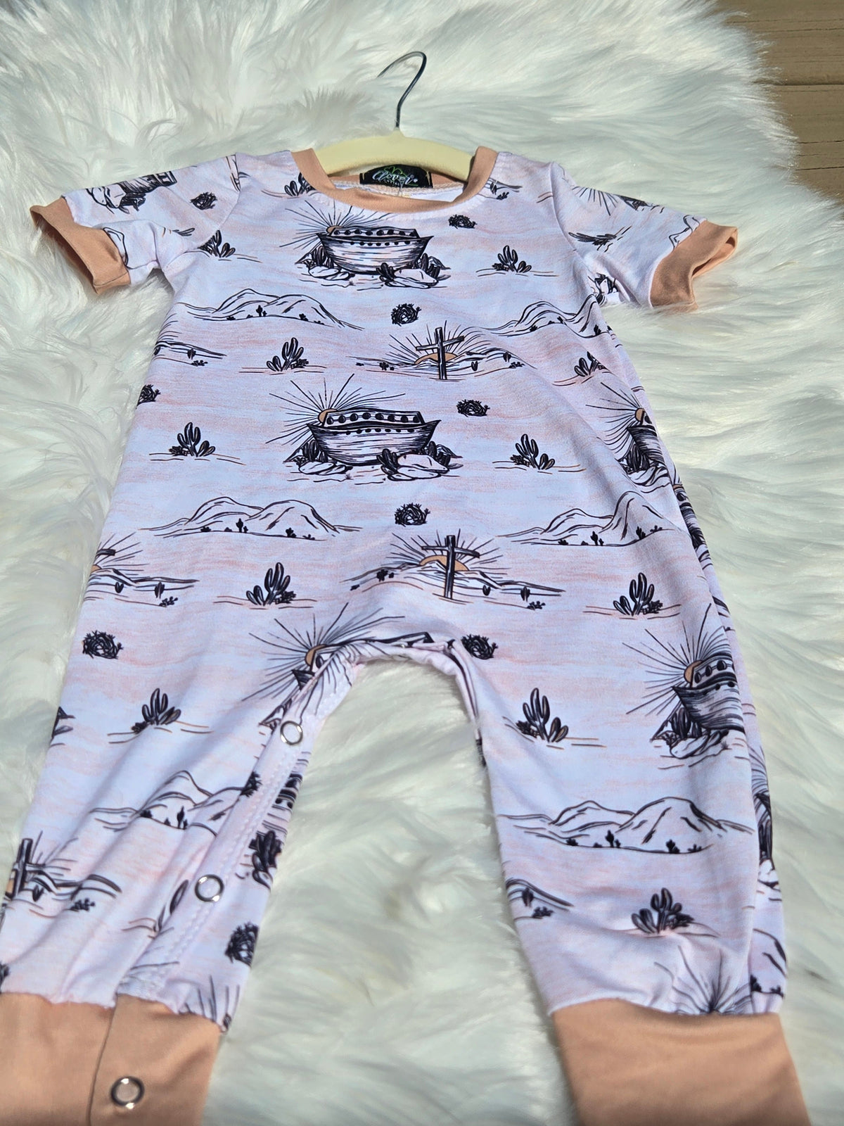 Noah Sunrise Boy Print Romper Clover Cottage