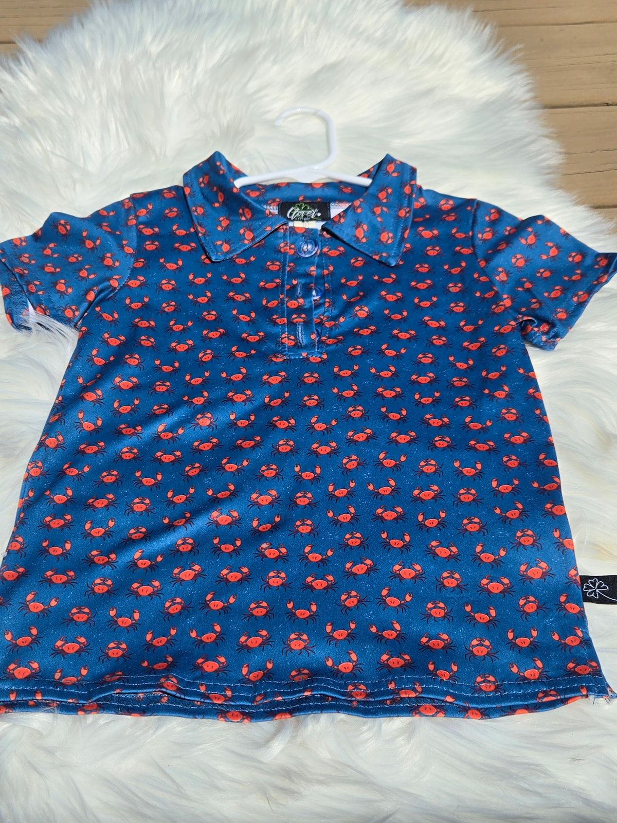 Pinchy Crab Boy Print Collared Shirt Clover Cottage