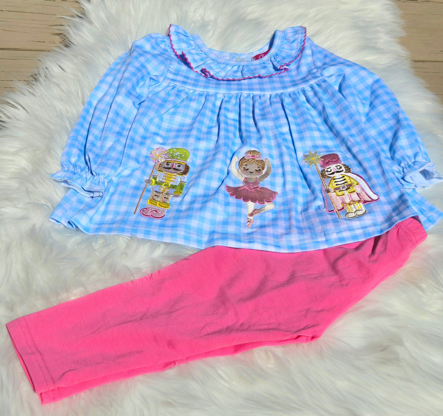 Blue Gingham Nutcracker Pants Set Honeydew