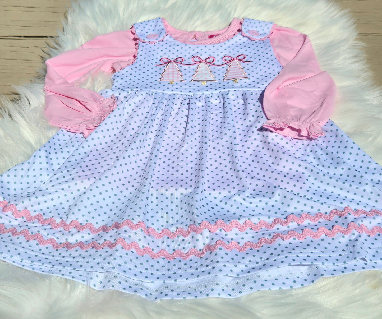 Pink Christmas Tree Jumper Dress Scout and Holland