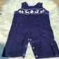 Navy Blue Winter Wonderland Corduroy Hand Smocked Long Jon Dovie Jane