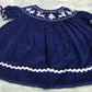 Navy Blue Winter Wonderland Corduroy Hand Smocked Bishop Dress Dovie Jane