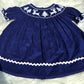 Navy Blue Winter Wonderland Corduroy Hand Smocked Bishop Dress Dovie Jane