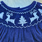 Navy Blue Winter Wonderland Corduroy Hand Smocked Bishop Dress Dovie Jane
