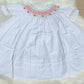 White Christmas Roses Hand Smocked Bishop Dress Dovie Jane