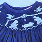 Navy Blue Nativity Corduroy Hand Smocked Bishop Dress Dovie Jane